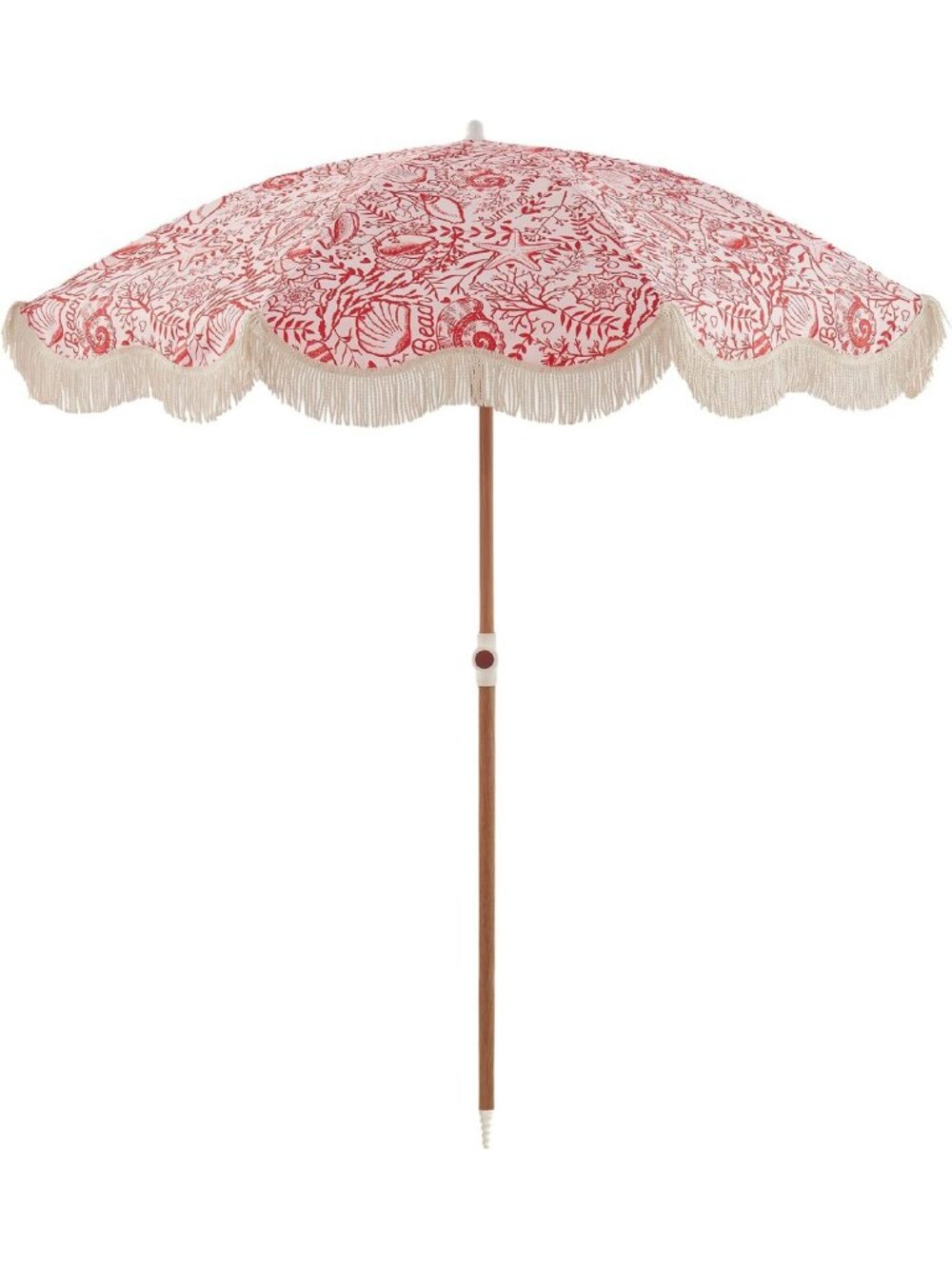 6FT Boho Fringe Beach Umbrella with Tassels, UPF 50+ Sun Protection, Tilt